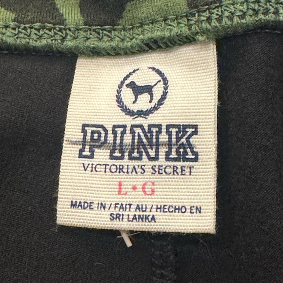 PINK Victoria's Secret Black Leggings w/ Leopard Print Waistband sequence Y2K - Picture 5 of 6